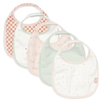 Jollein Bavoirs bébé - Pretty Picnic - lot de 5 - bavoirs imperméables - avec fermeture velcro - bavoir bébé - bavoir anti-bavouille