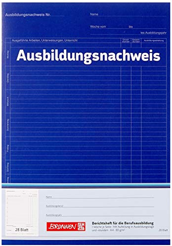 BRUNNEN Ausbildungsnachweisheft | A4, 28 Blatt, blau
