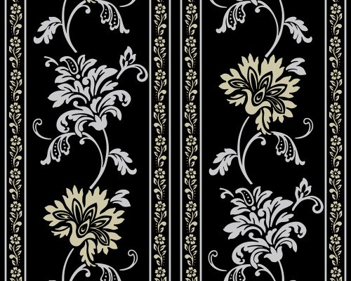 Livingwalls tapet klassisk fleece, mönstertapet, blommig, klassisk, textilliknande yta, metallic, svart, 665348
