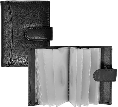RAS Men Women Soft Genuine Leather Credit Card Holder Wallet with A Banknote Compartment 601 Black