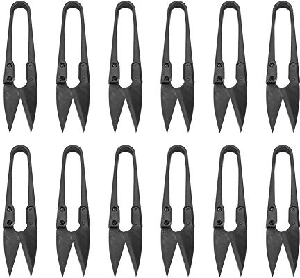 12 unids Negro Pequeño Hilo Tijeras Costura Recorte Tijeras Bordado Thrum Hilo Hilo de Pesca Cortador de rebordear para uso doméstico