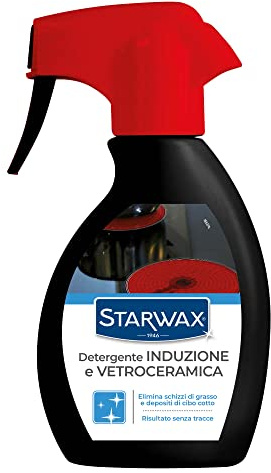 STARWAX - Detergente per piani di cottura a induzione e in vetroceramica - Rimuove schizzi di grasso e depositi da forno - Risultati senza striature - Made in France - Spray - 250ml