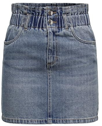 Only Donna ONLMILLIE HW Mini Paper DNM Skirt GUA Gonna, Medium Blue Denim, XS