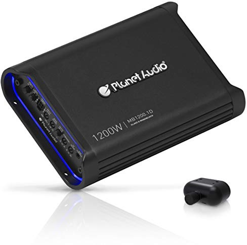 Planet Audio MB1200.1D Mini Bang Series Class D Car Amplifier - 1200 High Output, Low/High Level Inputs, Low/High Pass Crossover, Bass for Subwoofer