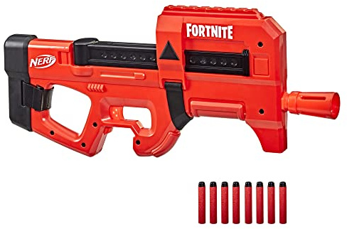 Nerf Fortnite Compact SMG motoriserad blaster, ultraröd omslagsdesign, 8-darts intern klämma, 8 Elite skumdarts, elektrisk halvautomatisk Fortnite leksaksblaster