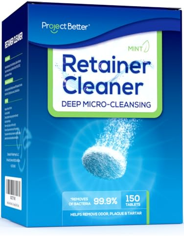 PROJECT BETTER Retainer Cleaner Tablets for Dental Appliances and Night & Mouth Guard, Denture Cleaning Tablets Solution To Offer Confident Smile.(150 Tablets,Mint Flavor)