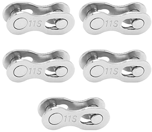 Alomejor 5 Pares de Eslabones Faltantes para Bicicletas 6/7/8/9/10/11/12 Velocidades Eslabones de Cadena de Bicicleta de Liberación Rápida(11 velocidades)