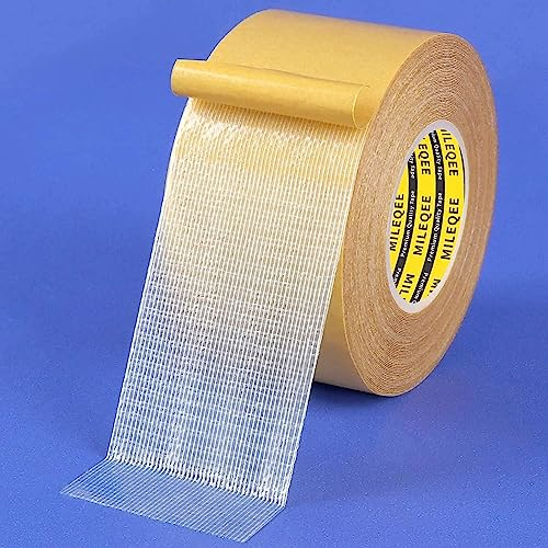 MILEQEE 1 cinta adhesiva de doble cara, transparente, 45mm x 10m, alta fuerza adhesiva, resistente, sin residuos, fácil de quitar