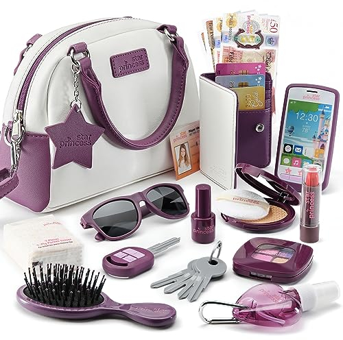 Little Girls Purse with Accessories and Pretend Makeup for Toddlers - My First Purse Set Includes Handbag, Phone, Wallet, Play Makeup and More Pretend Play Toys for Girl Age 3 +, Great Gift for GirlS