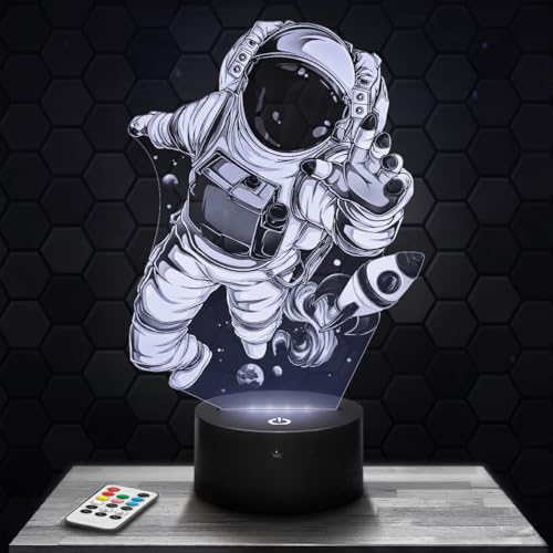 Nachtlicht für Kinder Astronaut Raketedeko kinderzimmer. Geschenk Weihnachten Junge 4, 5, 6, 7, 8, 9, 10 Jahre. Nachttischlampe Astronaut Rakete Kosmonaut Raumschiff