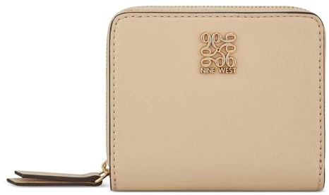 NINE WEST Damen Grid 9 SLG Small Zip Around Wallet Geldbörse mit Reißverschluss und 9 Schlitzen, Beige