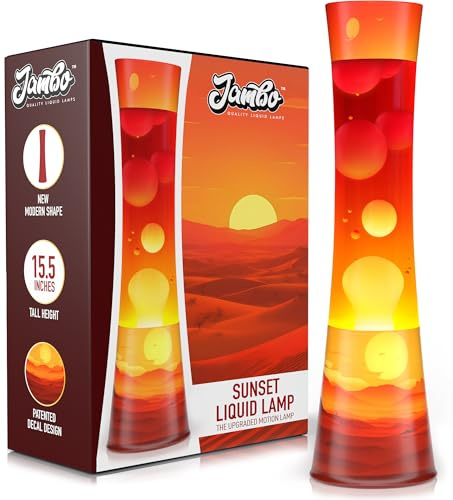 Jambo - Lámpara de movimiento líquido de 15,5 - Modelo mejorado con diseño Sunset - Hermosa lámpara decorativa para sala de estar y dormitorio, luz relajante, luz nocturna para adolescentes, niños y