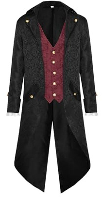 tongfeng Veste victorienne pour homme, queue de frack pour homme, jupe de marche victorienne, costume de cosplay gothique pour carnaval, Halloween, fête