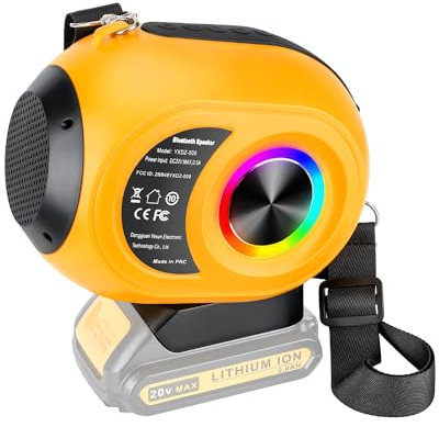 Adisipsoarin Bluetooth Speaker for Dewalt 18v Battery,Wireless Speaker with HD Sound, TWS Pairing, Bluetooth 5.3, for Jobsites/Home/Party/Outdoor/Beach/Gift(Battery not Included)