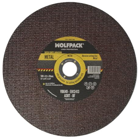WOLFPACK LINEA PROFESIONAL Disco Corte Abrasivo Metal Ø 300 x Ø 32 mm. Espesor 3,2 mm. Disco Radial/Amoladora Universal Con Todas Las Amoladoras
