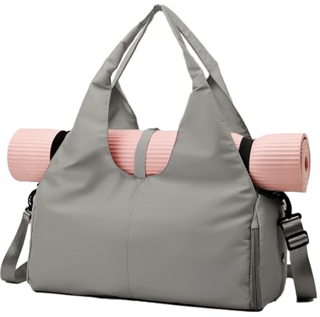 CCAIPU Yoga Mat Bag, Waterproof Gym Bag with Shoes Compartment and Wet Pocket for Yoga Mats & Yoga Accessories Large Capacity Tote for Women (Grey)