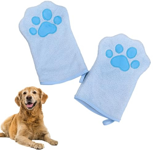 2 guanti per la pulizia del cane per cani e gatti, in morbida microfibra per animali domestici, guanti in pile di corallo, guanti assorbenti per animali domestici, guanti a forma di zampa di gatto