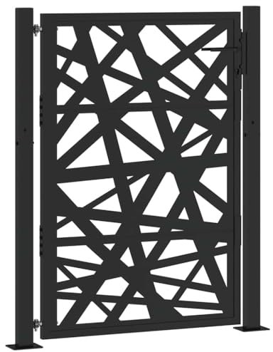 vidaXL Garden Gate Black 105x130 cm Steel Light Design, fence gate, outdoor gate, metal gate, security gate, entrance gate, metal fence gate