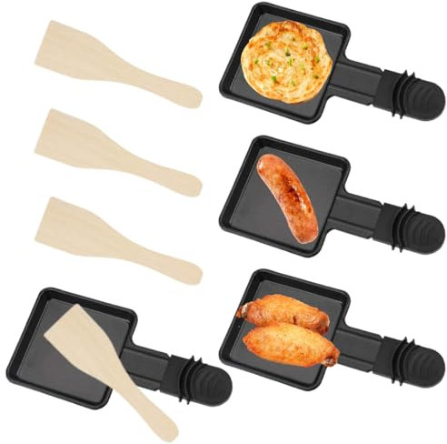 Padelle di ricambio per raclette, 4 padelle antiaderenti per formaggio con 4 spatole, padella per formaggio alla griglia per preparare deliziosi formaggi fusi