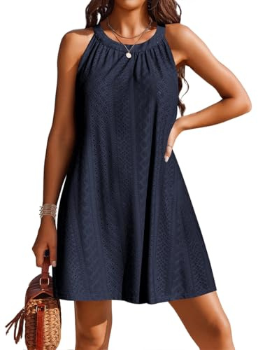 YKDLLF Copricostume Donna Mare Vestito Stampato Ondulato Bikini Cover Up Senza Maniche Abito da Spiaggia Vestiti Donna Scollo a V con Tasca Chiffon Copricostume Spiaggia da Mare