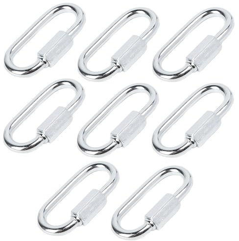 ZAHD 8 PCS Mousqueton a Vis M6 Maillon Rapide en Acier Inoxydable 304 Mousqueton à Verrouillage avec Capuchon à Vis Maillon Rapide en Acier Inoxydable D Forme pour Camping et Randonnée (M6)