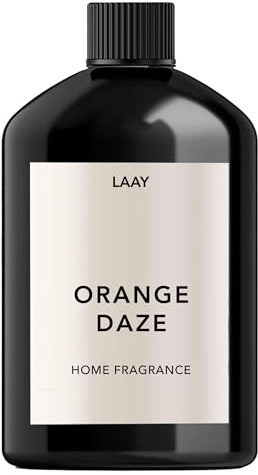 LAAY diffuser refill orange daze 500 ml – påfyllningsflaska för rumsdoft med apelsin, paradisfågel och vanilj – långvarig doft för diffusorer – svart plastflaska