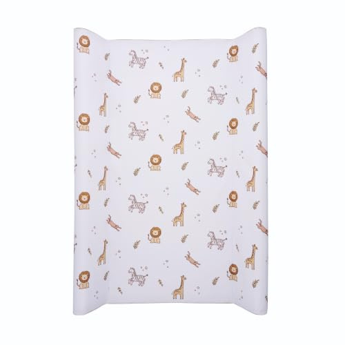 Wedge Changing Mat, Baby Changing Mat, Anti Roll Waterproof Raised Edges Comfortable Cushioned 70 x 50 x 10cm Wipe Clean Material (One Size, Safari Zoo Animal Print)