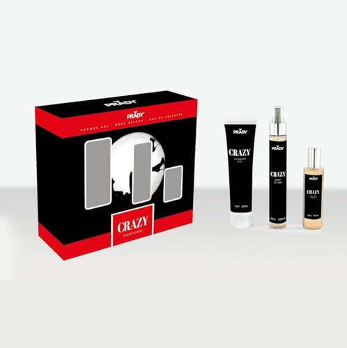 Prady – Pack Crazy Mujer (Gel de Ducha, Body Splash, Eau de Toilette) – Fragancia dulce y vibrante – Set de cuidado femenino completo – Ideal para regalo – Aroma duradero y juvenil