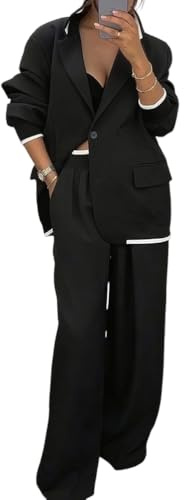 shownicer Tuta Donna Completo Eleganti Tailleur Pantaloni Tuta 2 Pezzi Set Curvy Completi Pantaloni e Giacca Due Pezzi Tute Ufficio e Lavoro Blazer Tute A Nero XL