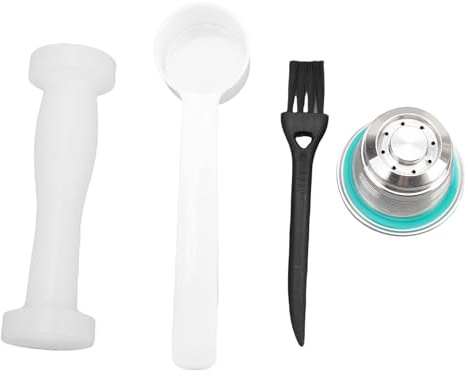 CHICIRIS Stainless Steel Coffee Pod, Stainless Steel Coffee Capsule, with Double Ring Flows Slots for Original Line Machines, Includes Tamper Brush Spoon Filter Seal Ring