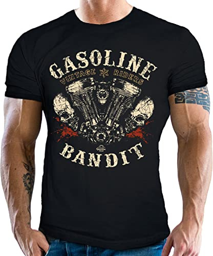 GASOLINE BANDIT® Hot Rod Biker Camiseta: Vintage Rider-M