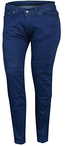 Bikers Gear Australia Kj0014-16 - Jeans da Donna Elasticizzati Foderati in Kevlar, Blu con Armatura CE Rimovibile, Colore: Blu, 46 UK