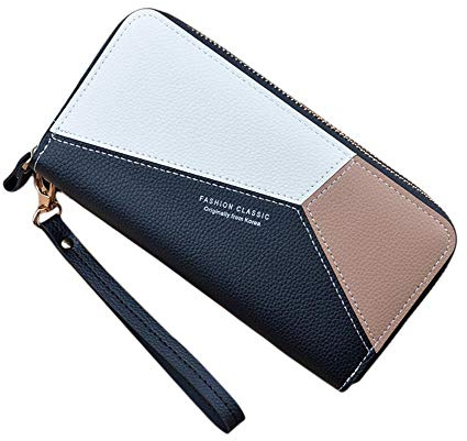 Oyccen Doppelreißverschluss Lange Brieftasche Damen Geldbeutel Große Kapazität Kartenhalter Geldbörse Handytasche mit Handschlaufe