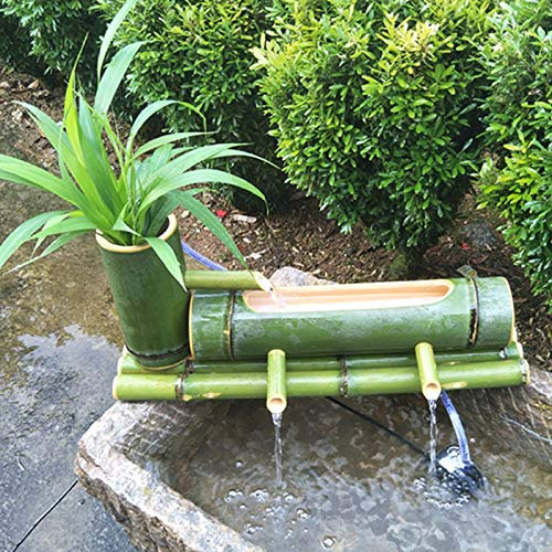 YSYW Fontaine Creative Bambou Fontaine en Bambou Fait Main Décor De Fontaine en Bambou Bec Verseur avec Pompe Décoration De Jardin Cascade Jardin Japonais en Plein Air,35cm+4w