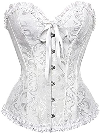 Felcia Women's Corsets Sexy Brocade Overbust Lace up Boned Corsets Shapewear Outfit