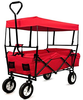 CARRELLO PIEGHEVOLE DA GIARDINO VAGONI CARRELLO DA TRASPORTO CON 4 RUOTE RIMORCHIO A MANO CARICO MASSIMO 80KG