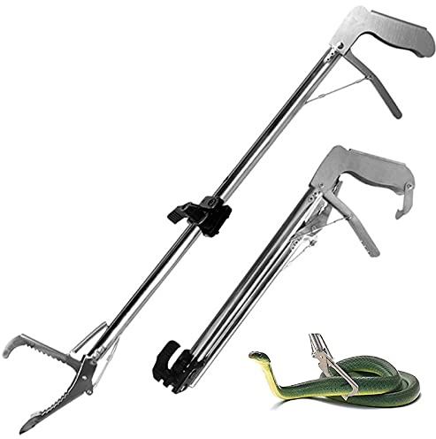 Attrape-Serpents, Pince À Serpent, avec Fonction De Verrouillage Automatique, Pliable, Pince Professionnelle Robuste pour Reptiles, Anguilles, Pince À Ordures, Pince À Mâchoire Large, 70cm