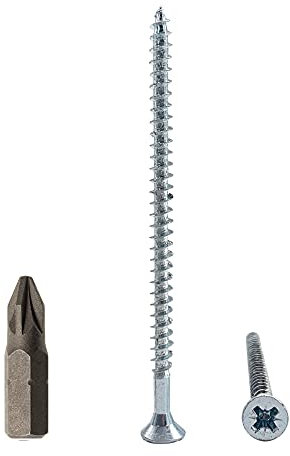 Paquete de 150 tornillos de madera de acero chapado en zinc 4,0 x 70 mm, tornillos de madera aglomerada, tornillo universal Pozi-Drive, PZ totalmente roscado, cabeza avellanada (150, 4,0 x 70 mm)