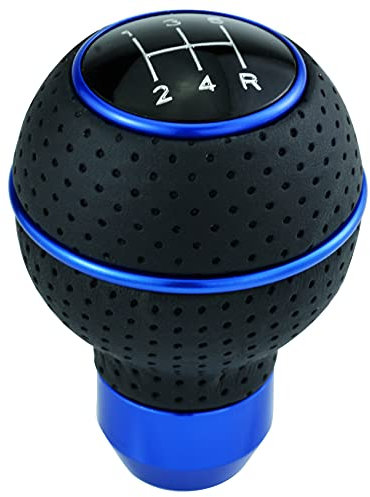 Temzzer Gear Shift Knob 5 Speed Ball Leather Shifter Stick Transmission Handle for Most Manual Automatic Vehicles (Blue)
