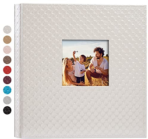 Mublalbum Leather Photo Album 4x6 1000 Photos Large Capacity Picture Book with Horizontal and Vertical Pockets for Baby Wedding Anniversary and Family (White)