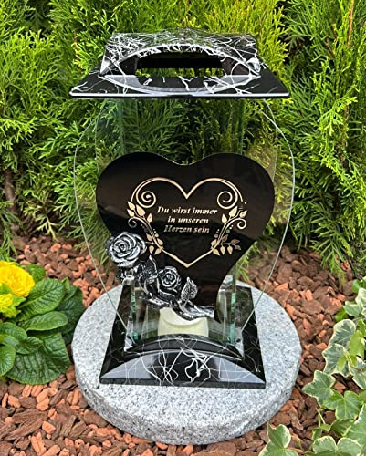 Lanterne funéraire avec texte – Vous serez toujours dans nos cœurs – Bougie décorative funéraire 32 cm de hauteur avec bougie funéraire – Neuf