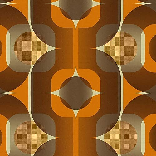Geometric Star Retro Brown Orange Wallpaper - Mid Century Contemporary - Textured Paste The Wall Vinyl