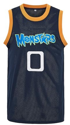 EHCSROP Herren Basketballtrikot Alien 0 Monstars Space Jersey 90er Jahre Hiphop Party Shirts, Marineblau, XX-Large