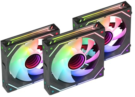 Mars Gaming MF-LINKFINITYKIT, Kit 3x Ventiladores Modulares PWM 120mm, Sistema de Conexión LINKFINITY, Iluminación Infinity Mirror ARGB 360º y Controladora ARGB, Ultra-silenciosos 12dB, Negro