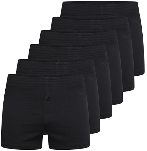 DOLCE ENVY Pack of 6 Men's Loose Fit Comfort Boxer Shorts Cotton Rich Comfort Classic Fit Stretchy Soft Breathable Underwear.