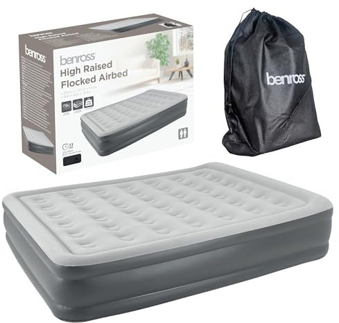 Benross 88039 Queen Size Airbed/Inflatable Air bed Mattress with Built-In Electric Pump/Comfortable Flocked Surface/Quick Inflation and Deflation/Carry Bag/Blow up Bed for Camping or Home