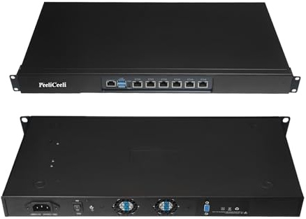 PeeliCeeli Firewall 1U 19 Inch Appliance Network Rackmount Celeron J4125, 6 x i225V 2.5GbE LAN, Barebone, NO RAM, NO Storage, AES-NI, Router PC, OPNsense, Console GPIO, SIM Slot