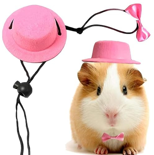 CQJ Set di 2 vestiti per porcellini d'India, papillon per animali domestici, per giochi di ruolo, cappello per animali domestici, papillon per criceti, porcellini d'India, coniglio, cincillà, riccio