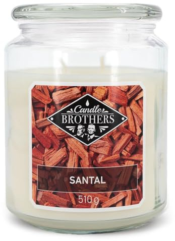 Candle-Brothers Große Duftkerze im Glas | Santal | Duftkerze Floral | Kerze lange Brenndauer (100h) | Kerze mit mehreren Dochten | Kerzen Grau