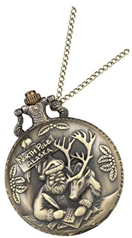 LIFKOME Retro Quartz Taschenuhr Mit Abnehmbarer Halskette Santa Claus Motiv Leichte Vintage Taschenuhr Mit Präzisem Quarzwerk Frauen Und Männer
